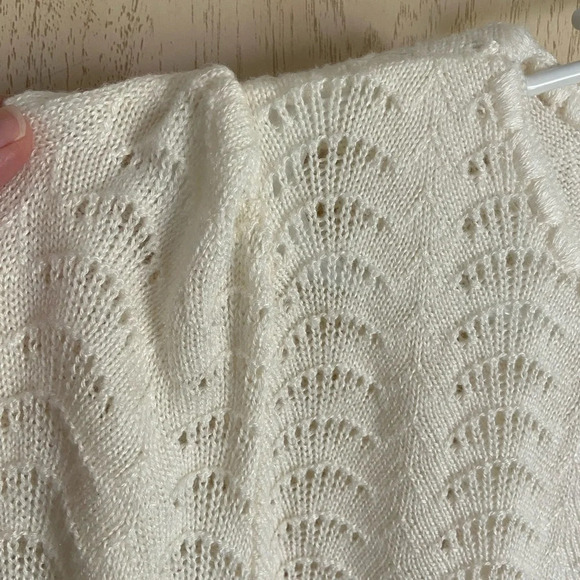 Vintage 80s Pastel Open Knit Feminine Sweater Sz M L - Picture 2 of 8